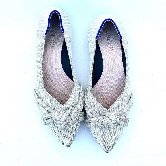 Rothy’s The Knot Point II Flats Pointed Toe Diamond Metallic Size 8 Bridal - Picture 4 of 12